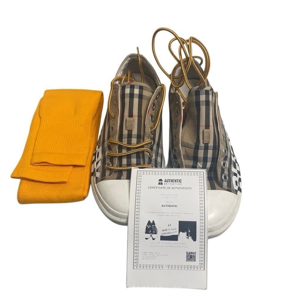 Burberry Unisex Vintage Check Canvas Design Shoes Size Eu 43 M 10-10.5 W 11-11.5